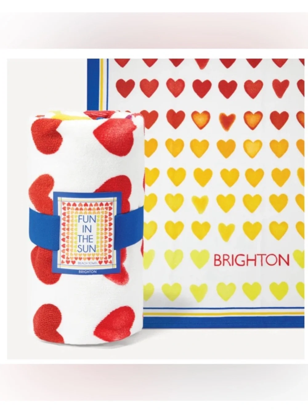 Brighton Fun in the Sun Ombré Hearts  Beach Towel NWT